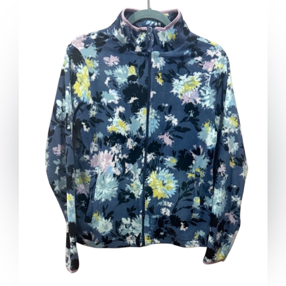 Vera Bradley Floral Fleece Zip Jacket XS Womens Cozy Full Zip